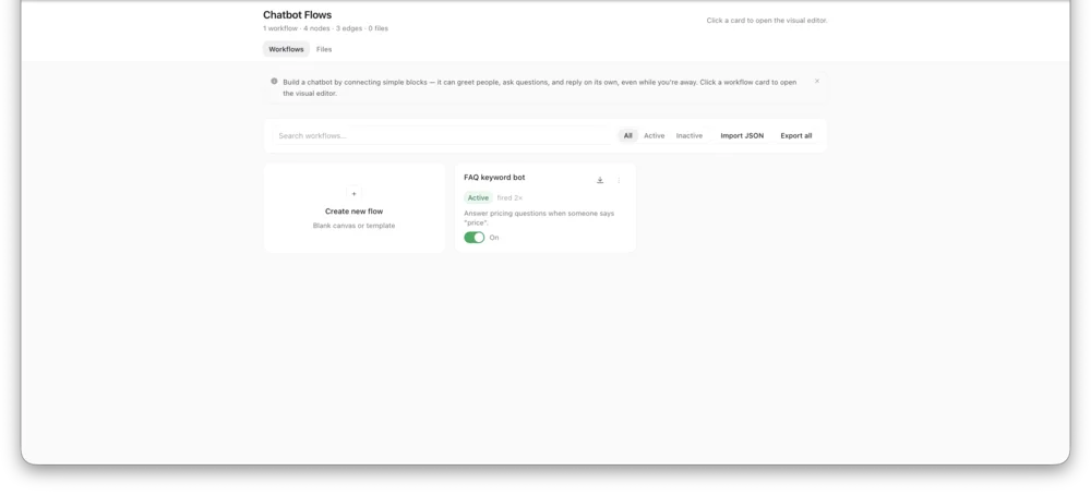 Chatbot Flows — InboxCRM screenshot