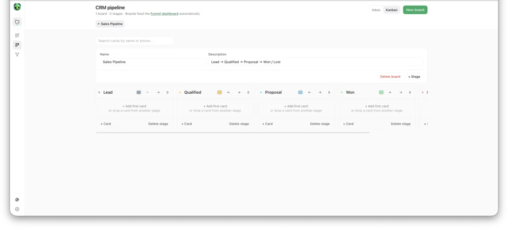 CRM Pipeline — InboxCRM screenshot