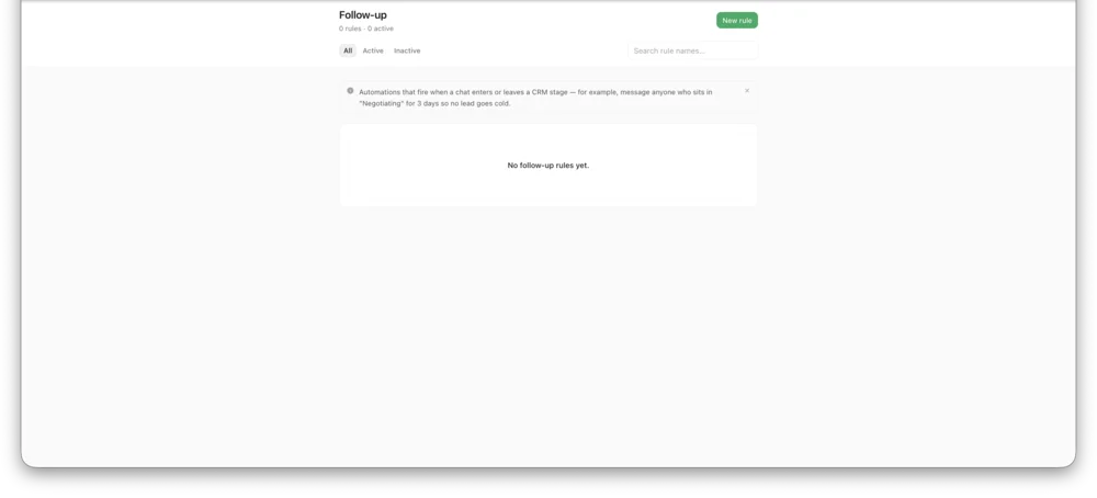 Follow-Up Rules — InboxCRM screenshot
