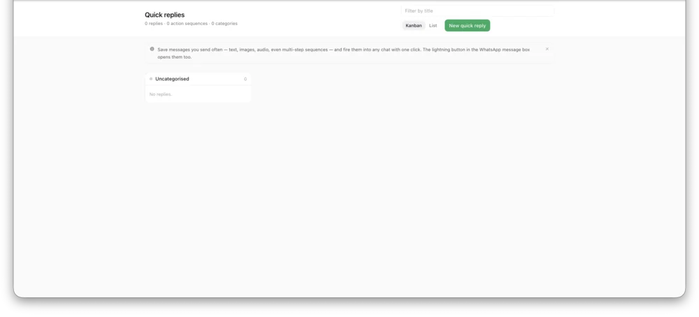 Quick Replies — InboxCRM screenshot